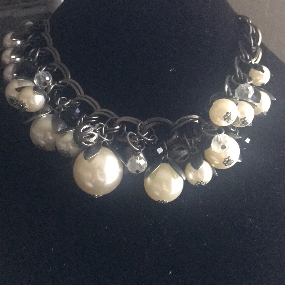 Beautiful Pearl Necklace with Black Chain